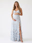 Blue Floral Ruffle Maternity Maxi Dress – Lace Up Back Pregnancy Photoshoot Gown