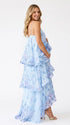 Blue Floral Tiered Ruffle Adjustable Strap Maternity Maxi Dress for Baby Shower, Garden Party, Maternity Photoshoot, Pregnancy Announcement, Spring Wedding and Outdoor Celebrations | Bumplook