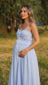 Powder Blue Pregnancy Maxi Dress with Ruffle Hem | Bumplook
