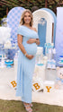 Blue Ruched Maternity Maxi Dress for Maternity Photoshoot | Bumplook