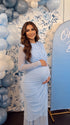 Light Blue Maternity Dress, Long Sleeve Maternity Dress for Baby Shower, Maternity Photoshoot, Gender Reveal, Pregnancy Announcement, Wedding Guest, Bridal Shower, Formal Events | Bumplook
