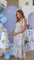 Blue Toile Maternity Sundress for Outdoor Pregnancy Photoshoot | Bumplook