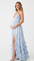 Blue Toile Pearl Halter Maternity Dress, French Garden Maternity Maxi Dress for Baby Shower, Maternity Photoshoot, Gender Reveal, Pregnancy Announcement, Bridal Shower, Garden Party, Formal Events | Bumplook