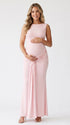 Pink Open Back Maternity Dress with Ruched Bodycon Fit | Bumplook