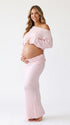 Blush Pink Maternity Baby Shower Outfit, Soft Textured Crop Top and Long Skirt for Baby Shower, Maternity Photoshoot, Gender Reveal, Pregnancy Announcement, Wedding Guest, Bridal Shower, Formal Events | Bumplook