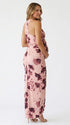 blush pink floral halter maternity dress with 3d flower detail and ruched silhouette for baby shower