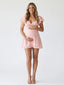 Blush Pink Lace Maternity Mini Dress – Flutter Sleeve Baby Shower Dress