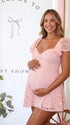 Blush Pink Lace Maternity Mini Dress with Flutter Sleeves for Baby Shower