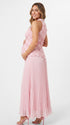 Blush Pink Maternity Photoshoot Dress with Floral Bodice | Bumplook
