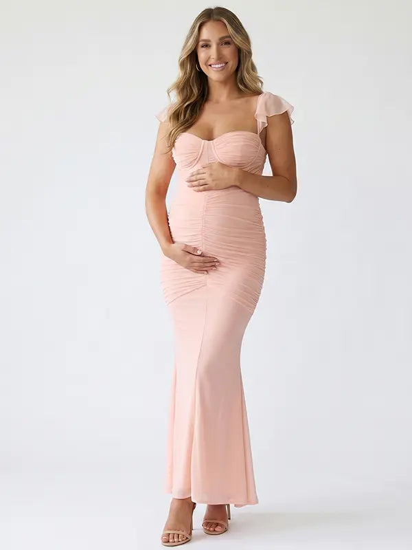 pink maternity dresses for baby shower Peauty Dress Photoshoot Pregnancy It is made of materials Women's & Men's Clothing, Shop