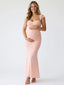 Blush Pink Ruched Mesh Bodycon Maternity Maxi Dress