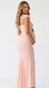 Blush Pink Ruched Mesh Maternity Maxi Dress for Baby Shower and Pregnancy Photoshoot