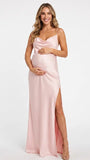 Blush Pink Satin Maternity Dress, Pink Pregnancy Gown for Baby Shower, Maternity Photoshoot, Pregnancy Announcement, Wedding Guest, Formal Events | Bumplook