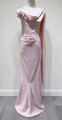 Blush Pink Satin One Shoulder Boned Corset Maternity Mermaid Gown