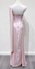 Blush Pink Satin One Shoulder Boned Corset Maternity Mermaid Gown