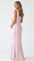 Blush Pink Satin One Shoulder Boned Corset Maternity Mermaid Gown