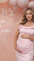 Blush Pink Satin One Shoulder Boned Corset Maternity Mermaid Gown
