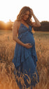 Dusty Blue Maternity Dress for Garden Baby Shower | Bumplook