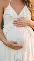 Flowing White Maternity Dress for Beach Photoshoot | Bumplook