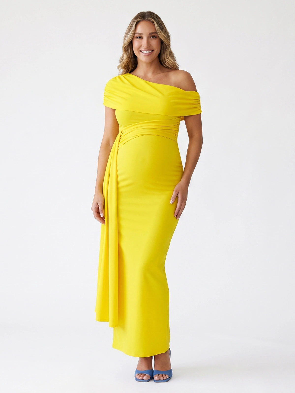 Yellow Pregnancy Maxi Dress for Outdoor Maternity Photos | Bumplook