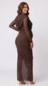 Brown Fall Maternity Dress, Long Sleeve Maternity Dress for Baby Shower, Maternity Photoshoot, Gender Reveal, Pregnancy Announcement, Wedding Guest, Formal Events | Bumplook