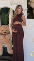 Elegant Brown Bodycon Maternity Dress for Special Events | Bumplook