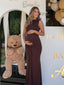Chocolate Brown Ruched Bodycon Maternity Dress