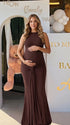 Chocolate Brown Maternity Dress for Fall Baby Shower | Bumplook