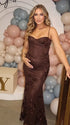brown maternity dress embroidered floral mermaid lace up back elegant pregnancy gown