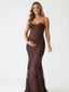 Brown Embroidered Floral Bodycon Maternity Maxi Dress