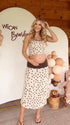 Brown Polka Dot Maternity Two Piece Set, Maternity Crop Top and Midi Skirt for Baby Shower, Maternity Photoshoot, Pregnancy Announcement, Gender Reveal | Bumplook
