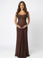 Brown Sequin Strapless Maternity Maxi Dress – Ruched Bodycon Baby Shower Gown