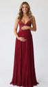 Burgundy Maternity Dress, Lace Corset Pregnancy Gown for Baby Shower, Maternity Photoshoot, Pregnancy Announcement, Wedding Guest, Fall Photos, Formal Events | Bumplook