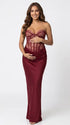 Burgundy Lace Corset Maternity Dress, Luxury Satin Pregnancy Gown for Baby Shower, Maternity Photoshoot, Gender Reveal, Pregnancy Announcement, Wedding Guest, Bridal Shower, Formal Events | Bumplook
