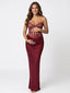 Burgundy Lace Corset Off Shoulder Maternity Maxi Dress
