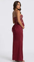 Burgundy Lace Corset Maternity Dress, Luxury Satin Pregnancy Gown for Baby Shower, Maternity Photoshoot, Gender Reveal, Pregnancy Announcement, Wedding Guest, Bridal Shower, Formal Events | Bumplook
