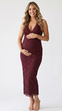 Burgundy Lace Maternity Dress for Baby Shower and Maternity Photoshoot | Bumplook