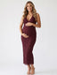 Burgundy Lace Halter Bodycon Maternity Maxi Dress