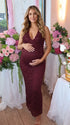 Burgundy Lace Maternity Dress for Baby Shower and Maternity Photoshoot | Bumplook