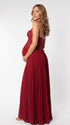 Wine Red Maternity Gown, Lace Up Corset Pregnancy Dress for Baby Shower, Maternity Photoshoot, Pregnancy Announcement, Wedding Guest, Fall and Winter Events | Bumplook