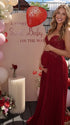 Burgundy Maternity Dress, Lace Corset Pregnancy Gown for Baby Shower, Maternity Photoshoot, Pregnancy Announcement, Wedding Guest, Fall Photos, Formal Events | Bumplook