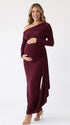 Burgundy Maternity Baby Shower Dress for Autumn Celebration and Family Portraits | Bumplook