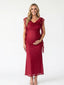 Burgundy Mesh Maternity Gown – Romantic Baby Shower Dress with Draped Neckline and Ruffle Details