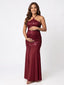 Burgundy Sequin Halter Mermaid Maternity Maxi Dress