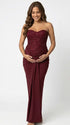 burgundy sequin strapless maternity maxi dress with ruched bodycon silhouette