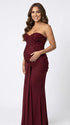 burgundy sequin strapless maternity maxi dress with ruched bodycon silhouette