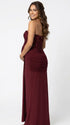 burgundy sequin strapless maternity maxi dress with ruched bodycon silhouette