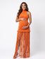 Burnt Orange Fringe Halter Maternity Maxi Dress – Fall Pregnancy Photoshoot Gown