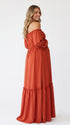 Burnt Orange Baby Shower Dress, Long Sleeve Maternity Maxi Dress for Maternity Photoshoot, Gender Reveal, Pregnancy Announcement, Wedding Guest, Formal Events | Bumplook