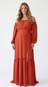 Burnt Orange Fall Maternity Photoshoot Dress, Boho Maxi Dress for Baby Shower, Pregnancy Announcement, Gender Reveal, Wedding Guest, Formal Events | Bumplook